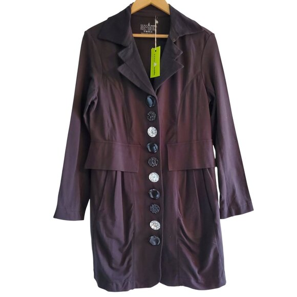 NWT Neon Buddha Black Blazer/Jacket with Pockets and Statement Buttons in Size S - Picture 1 of 11